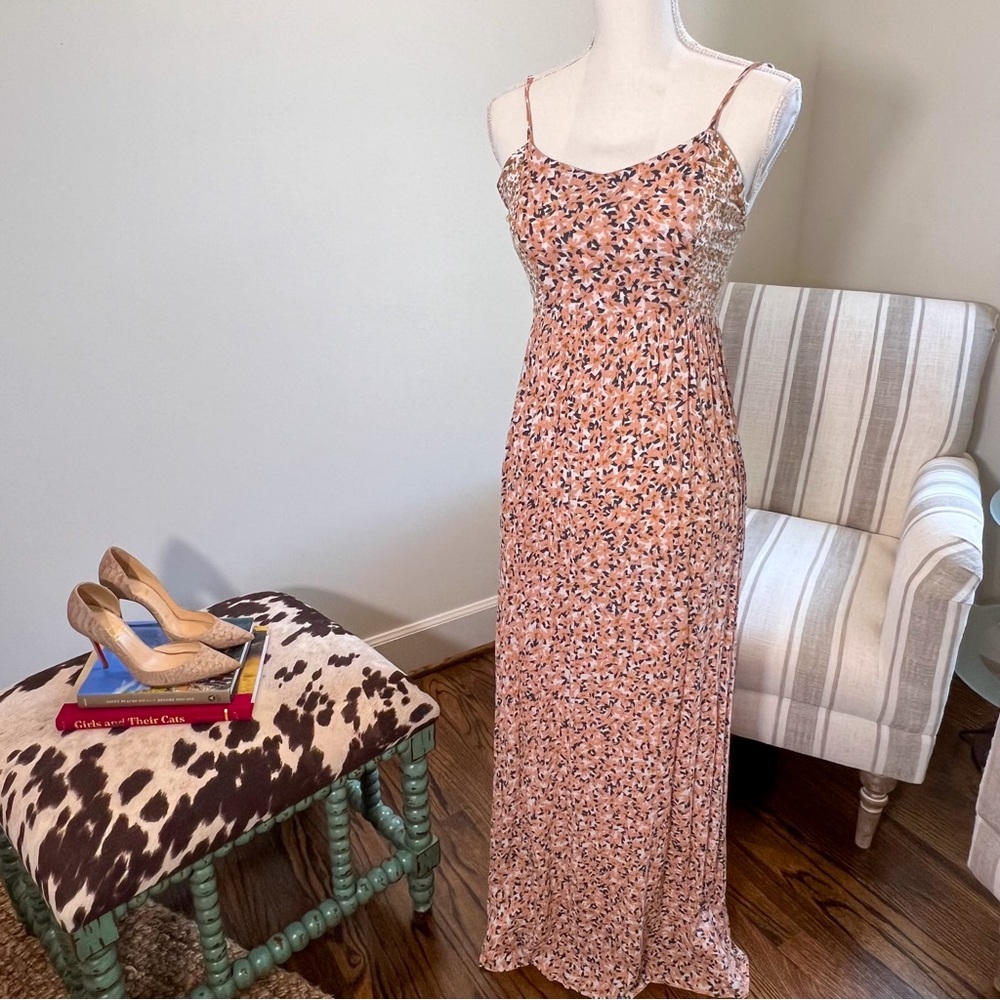 Patron of Peace Peach Floral Maxi Dress